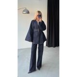 Ekim Store Belden Bağlamalı Kimono Ceket Pantolon Denim Takım