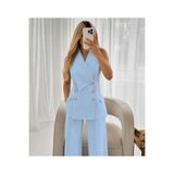 Ekim Store Kruvaze Yaka Gold Düğmeli Yelek Pantolon Blazer Takım