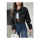 Ekim Store Siyah Crop Denim Kot Ceket