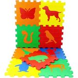 Ekim Toys 9 Parça Büyük Boy Hayvan Desenli Eva Oyun Karosu Yer Matı Puzzle - Çok Renkli - 33 x 33 cm