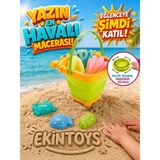 Ekin Toys Yer Kaplamayan Katlanabilir Silikon Kum Kova Kürek Seti Çocuk Deniz Kum Oyuncakları Plaj Seti - Sarı - Yeşil