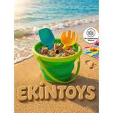 Ekin Toys Yer Kaplamayan Katlanabilir Silikon Kum Kova Kürek Seti Çocuk Deniz Kum Oyuncakları Plaj Seti - Yeşil