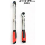 Ekinler El Aletleri Teleskopik Uzayabilen Cırcır Lokma Kolu 1/2 72 Diş - Siyah - Kırmızı