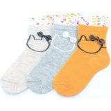 Ekinoks 3 Lü Kedi-Kurdele Baskı Yarım Konç Kız Çocuk Çorap - 7 - Beige - Rose