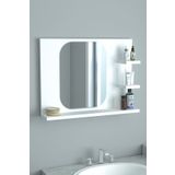 Ekinokshome Ayna, Banyo Aynası, Raflı Hol, Koridor, Duvar,salon,wc,ofis,yatak Odası 60x45 Cm Ayna-beyaz