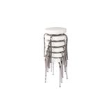 ekipmetal Gri Demir Ayaklı Beyaz Renkli 6'lı Mutfak Balkon Taburesi