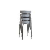 ekipmetal Gri Renkli Deri 4'lü Mutfak Balkon Taburesi