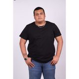 Ekis Erkek Büyük Beden Siyah T-Shirt Kısa Kol Bisiklet Yaka Günlük Stil 100% Pamuk - 7XL - 02S-Siyah
