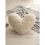 eklektis Kalpli Peluş Yastık - Kalpli Dekoratif Yastık - 30 x 35 cm - Bej