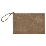 Eklips Bej Örgü Desen Yansımalı Clutch Çanta