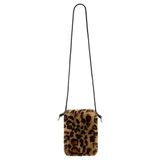 Eklips Peluş Leopar Desenli Telefon Çantası