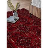 Eko Buhari Afgan Yağcıbedir Desenli Hav Toz Vermez Yıkanabilir Kaymaz Dokuma Halı Bhr05