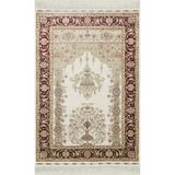 Eko Halı Isfahan Seccade Isf Scd 01 Cream Red Klasik Desenli Yumuşak Dokulu Yüksek Kalite 150 Tarak Sık Dokuma Ipek Seccade Halı - Krem - 80 x 125 cm