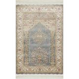 Eko Halı Isfahan Seccade Isf Scd 01 Grey Klasik Desenli Yumuşak Dokulu Yüksek Kalite 150 Tarak Sık Dokuma Ipek Seccade Halı - Gri - 80 x 125 cm