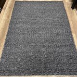 Eko Halı Jade Basketweave Antrasit Naturel Kazak Örgü Desenli El Dokuma Örgü Kilim
