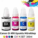Eko Kartuş Canon G4400 Mürekkep Seti Muadil (Gı 490) Uyumlu - Renkli