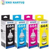 Eko Kartuş Epson Ecotank L210 T664 Takım Mürekkep - Renkli