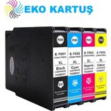 Eko Kartuş Epson T7551-T7552-T7553-T7554 4 Renk Set Muadil Kartuş