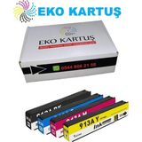 Eko Kartuş Hp 913A Muadil Kartuş 4renk Set - Siyah - Mavi - Kırmızı - Sarı
