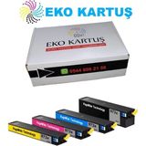Eko Kartuş Hp 973X Muadil Kartuş 4 Renk Set - Siyah - Mavi - Kırmızı - Sarı