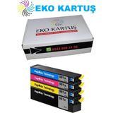 Eko Kartuş Hp 981X Muadil Kartuş 4 Renk Set - Siyah - Mavi - Kırmızı - Sarı