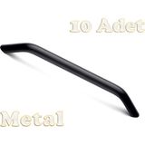Eko Kumru Alüminyum Metal Lüks Modern Mobilya Çekmece Mutfak Dolabı Kulpu Siyah (10 Adet) - 192mm