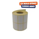 Eko Termal Rulo Etiket, 50mm x 30mm 24000 Adet 8 Rulo Yan Yana 2li Sarılmış Rulolar 40mm Kuka Çapı Barkod yazıcılar ile uyumludur, Ribon kullanmadan yazdırılabilir