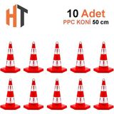 Eko Trafik Konisi 50 cm Trafik Dubası-10 Adet - Kırmızı - Beyaz