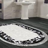 Eko Trend DJT Banyo Paspası Yıkanabilir Kaymaz Taban 1495 Oval Modern Siyah
