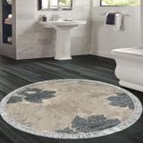 Eko Trend DJT Banyo Paspası Yıkanabilir Kaymaz Taban 660M Yuvarlak Suluboya Bej
