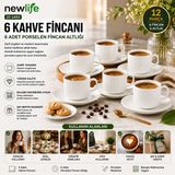 EkoAlışverişDünyam 12 Parça Porselen Kahve Fincanı (5510)