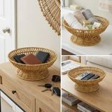 EkoAlışverişDünyam 25 cm Plastik Rattan Servis Çanağı – Doğal Hasır Görünümlü Dekoratif Meyve, Ekmek ve Sunum Kasesi (5510)