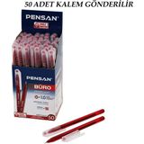 EkoAlışverişDünyam 50 Adet Pensan Büro Kırmızı Tükenmez Kalem M-Medium - 1.0mm Uç (5510)