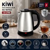 EkoAlışverişDünyam Çelik Kettle Elektrikli Su Isıtıcısı Paslanmaz Çelik Gizli Rezistans 360° 1.8lt 1500W KK-3331 (5510)