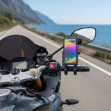 EkoAlışverişDünyam Evrensel Motosiklet Telefon Tutucu – Kaymaz, Kilitlenebilir Güvenli Tutuşlu, 360° Ayarlanabilir Gidon Bağlantılı Akıllı Telefon Aparatı (5510)