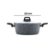 EkoAlışverişDünyam Gri 7 Parça Granit Tencere - Tava Seti 20-24CM Derin - 27CM Basık Cam Kapak Tencere - 26CM Tava (5510)