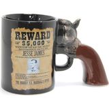 EkoAlışverişDünyam Jesse James Wanted Ilanlı Tabanca Porselen Kupa Bardak