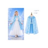 EkoAlışverişDünyam Kar Tanesi Desenli Mavi Elsa Pelerini - Astarlı Frozen Pelerini 85 Cm