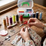 EkoAlışverişDünyam Küçük Çantalı Dikiş Seti Iplik - Mezura - Tekstil Makası - Iğne - Yüzük (5510)