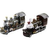 EkoAlışverişDünyam Kumbara Tren Vintage Dekoratif Biblo Kumbara Renkli 20X12X8CM Reçine