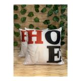 Ekodoğa 3D Dijital Baskı Home Yazılı Kırlent Kılıfı, 43x43 cm, Krem, 2'Li Set