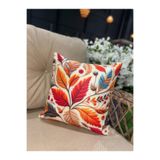 Ekodoğa 3D Dijital Baskı Sonbahar Yaprakları Temalı Kırlent Kılıfı, 43x43 cm, Çok Renkli, 2'Li Set