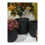 Ekodoğa 3'lü Küçük Desenli Hafif Beton Saksı Seti, Antrasit, 24-30-35 cm