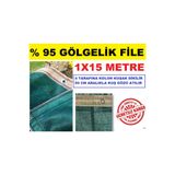 Ekodoğa Gölgelik File 1 X 15 Metre 95'Lik Kumaş Gölgeleme Örtüsü Yeşil