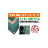 Ekodoğa Gölgelik File 5X10 Metre 95 Lik Kumaş Gölgeleme Örtüsü Çit Filesi Yeşil