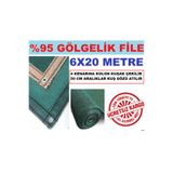 Ekodoğa Gölgelik File 6X20 Metre 95 Lik Kumaş Gölgeleme Örtüsü Çit Filesi Yeşil