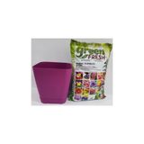 Ekodoğa Safir Saksı 5 6 L 20 5X18 Cm Torf Renkli Plastik Çiçek Toprağı Tabaklı Gri
