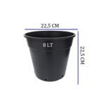 Ekodoğa Üretim Saksısı 1 Adet 22,5x22,5 Cm 8 Lt Plastik Saksı Siyah Üretim Saksı Bitki Saksısı