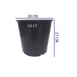 Ekodoğa Üretim Saksısı 1 Adet 28X27 Cm 14 Lt Plastik Saksı Siyah Bitki