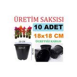 Ekodoğa Üretim Saksısı 10 Adet 18X18 Cm 3,8 Lt Plastik Saksı Siyah Üretim Saksı Bitki Saksısı